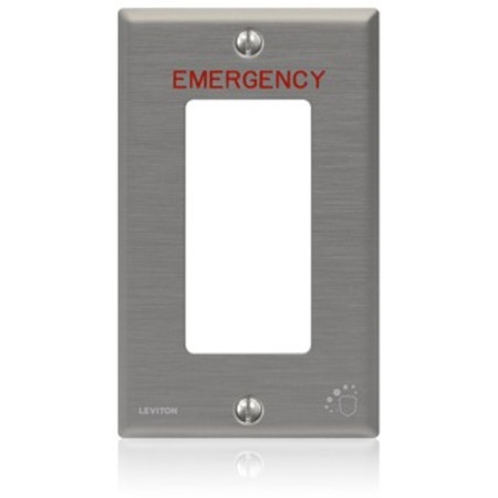 LEVITON Wallplates Ss Antimicrob Wp 1G Dec -Emergency 84401-E4A